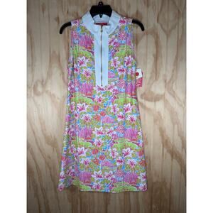Kaeli Smith Floral Performance Athleisure Shift Dress Travel Golf NWT Small